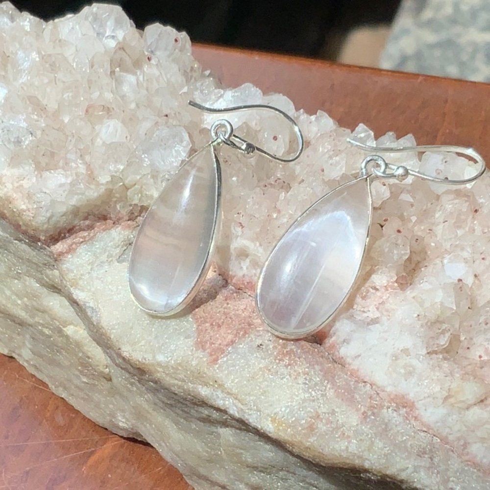 DIVINE LIGHT SELENITE 925 STERLING SILVER EARRINGS